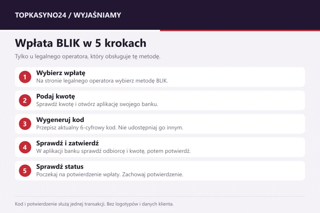 Kroki bezpiecznej wpłaty BLIK u legalnego bukmachera